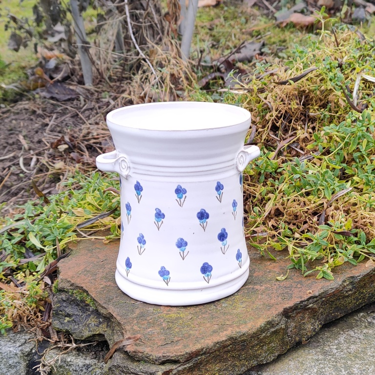 Fotka nádoba na vařečky modré macešky